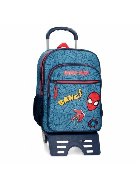 Marvel Mochila Dos Compartimentos Con Carro Spiderman Denim 1 Marvel Mochila Dos Compartimentos Con Carro Spiderman Denim